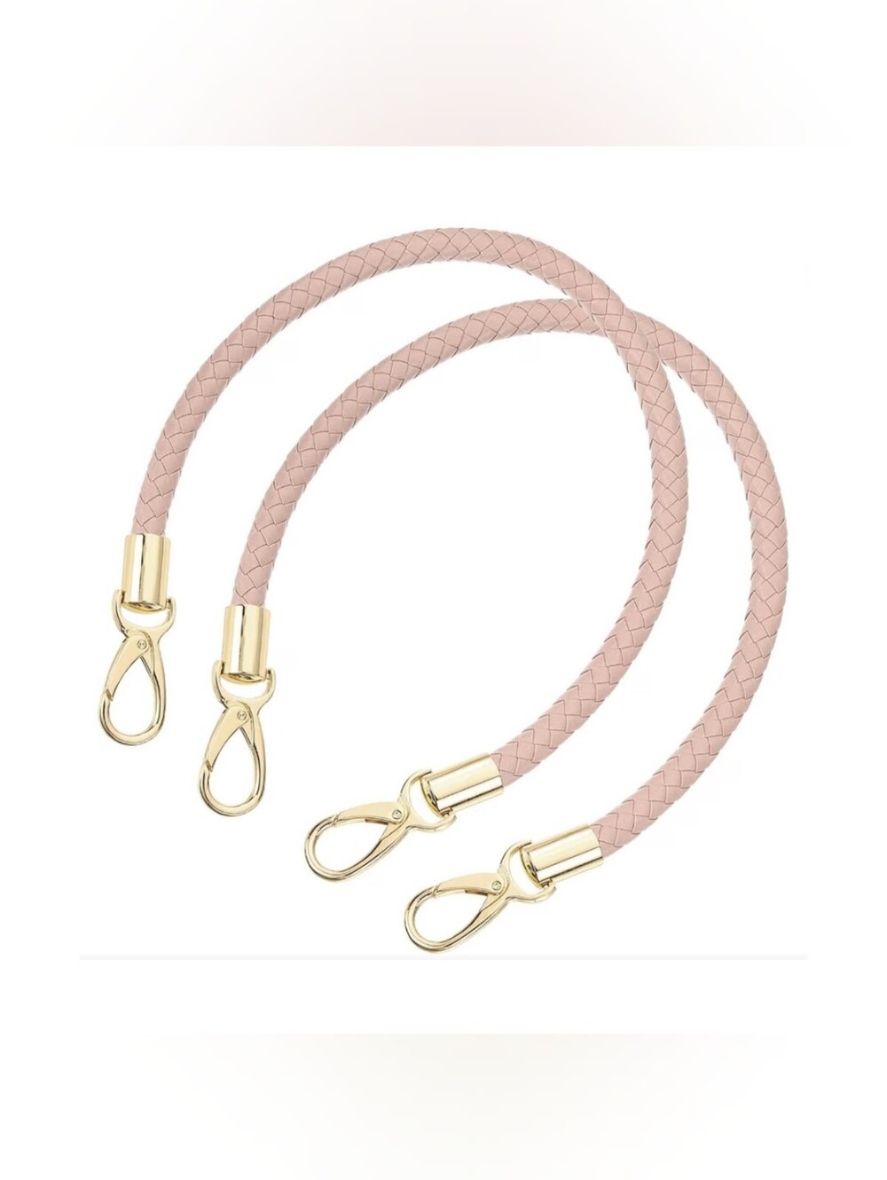 2 Pack Detachable Braided Strap for Women Bag - Beige Pink